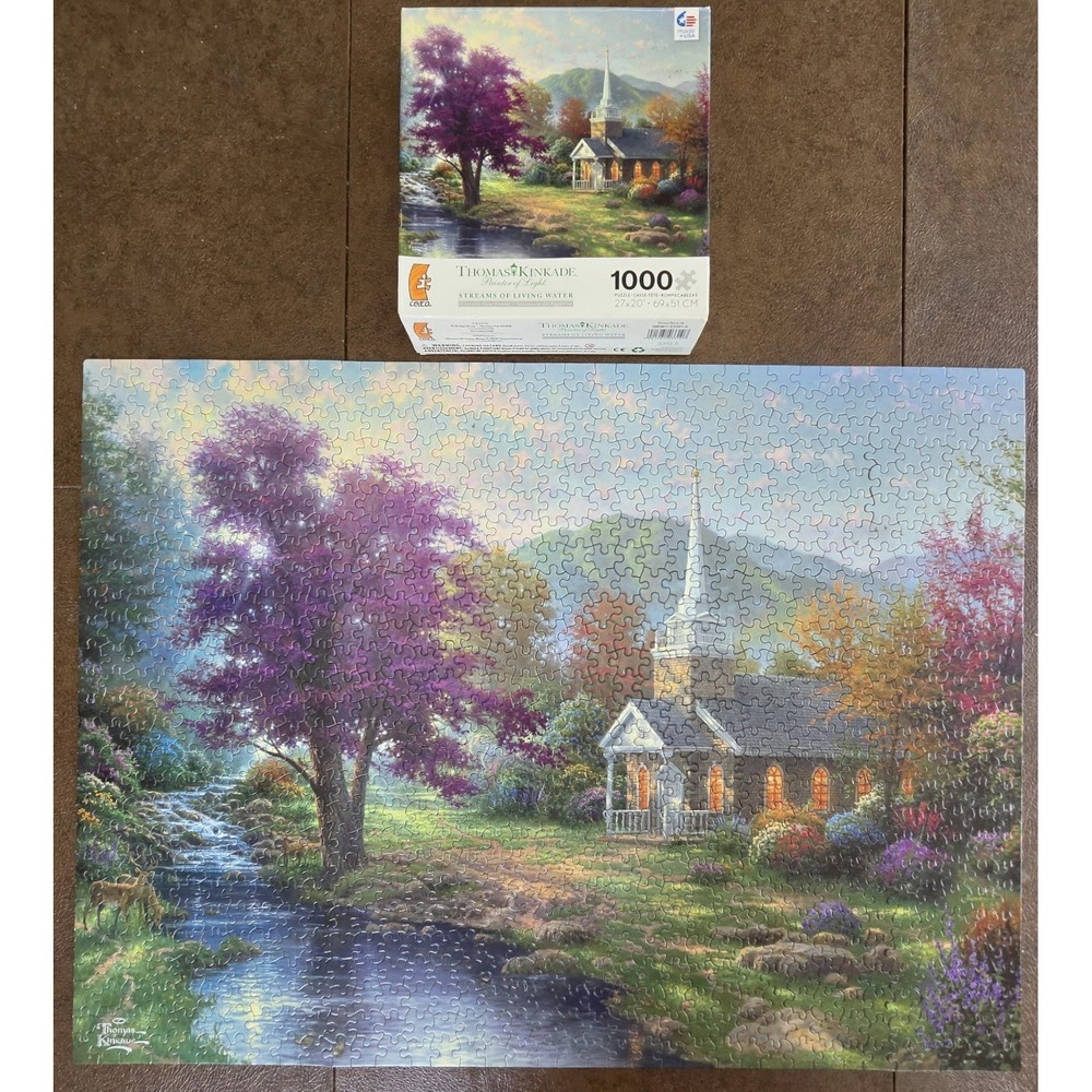CEACO Thomas Kinkade "Streams Of Living Water" 1000 Piece Puzzle COMPLETE 27x20"